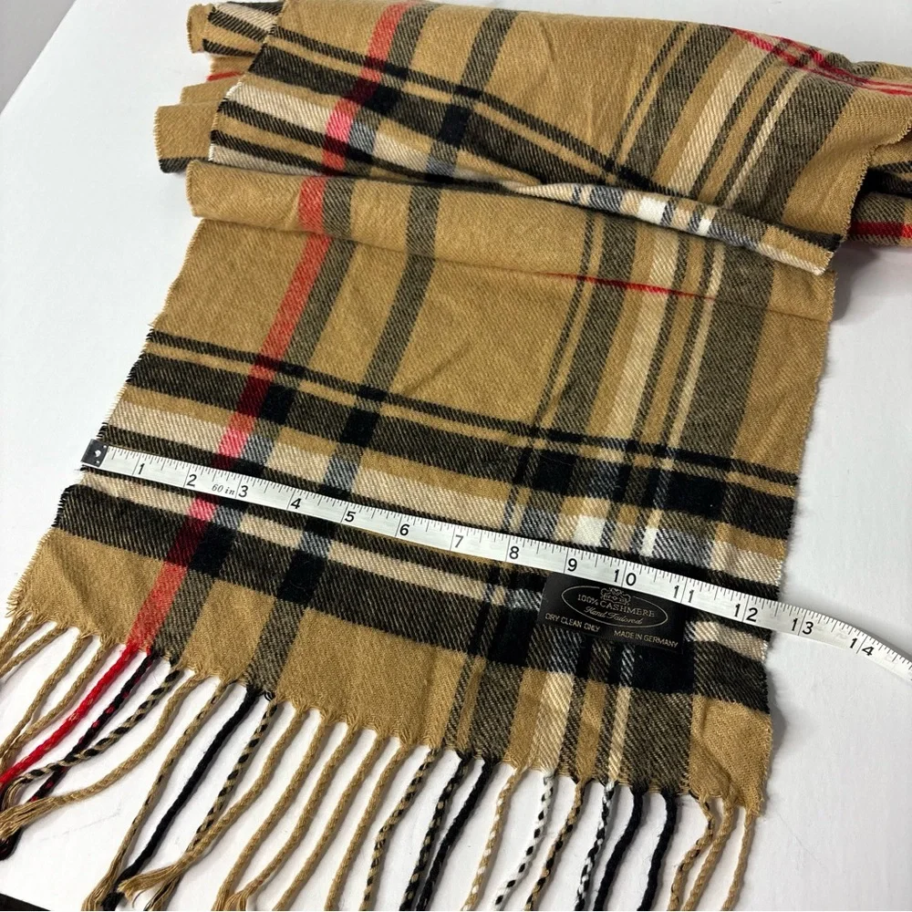 German 100% Cashmere Plaid Tartan Fringe scarf